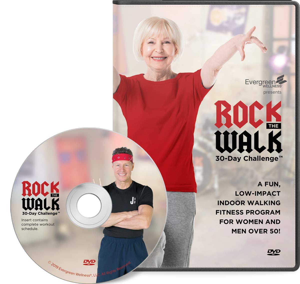 Book Cover Evergreen Wellness Rock The Walk 30-Day Workout Challenge DVD for Beginners and Seniors - The Low Impact, Indoor Walking Exercise Program