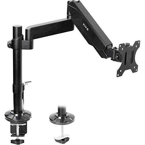 Book Cover VIVO Black Heavy Duty Articulating Single Pneumatic Spring Arm Desk Mount Stand, Fits 1 Standard to UltraWide Monitor Screen up to 35 inches with Maximum VESA 200x100 (STAND-V101H)
