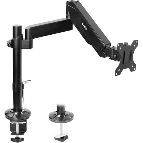 VIVO Heavy Duty Articulating Single Pneumatic Spring Arm Desk Mount Stand, Fits 17 to 40 inch Standard Screens or Ultrawides up to 26.4 lbs with Maximum VESA 100x100mm, STAND-V101H