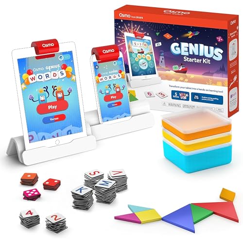 Osmo - Genius Starter Kit for iPad (New Version) - 5 Hands-On Learning Games - Ages 6-10 - Problem Solving & Creativity - STEM - (Osmo Base Included)