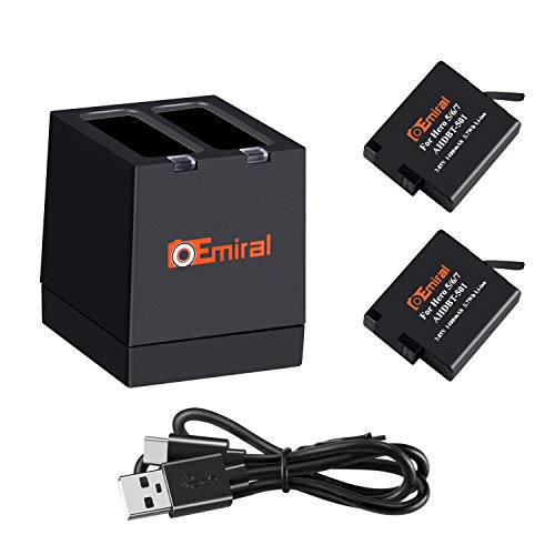 Emiral GoPro Hero 5/6/7/2018 Replacement Batteries (2 Pack) and Dual LED USB Charger for GoPro Hero 5 Black, AHDBT-501, Hero(2018),Hero 6,Hero 7 Black