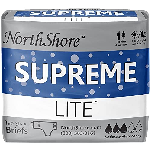 NorthShore Supreme Lite Tab-Style Briefs for Men and Women, Blue, Medium, Pack/15