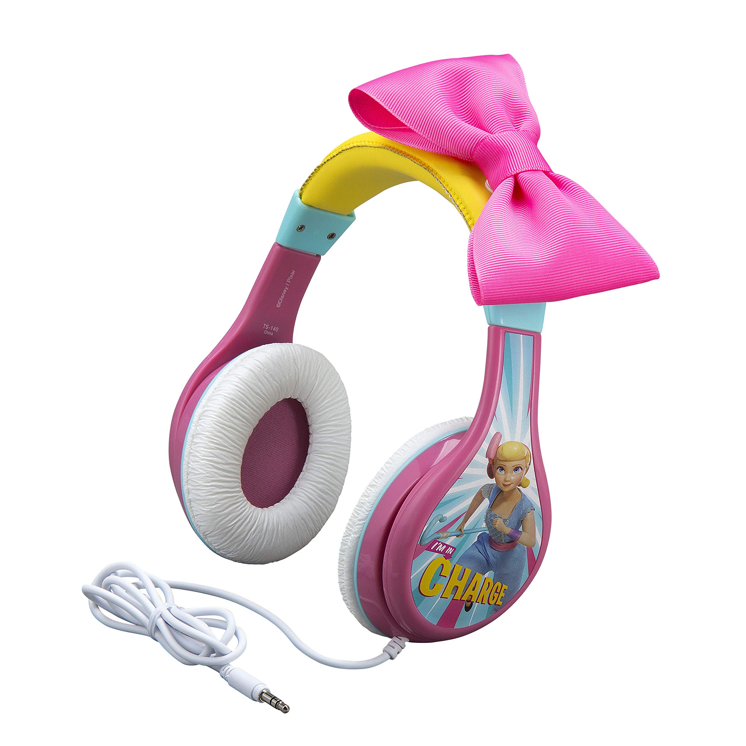 eKids TS-140BP Headphones for Kids Toy Story 4 Bo Peep Adjustable Stereo Tangle-Free 3.5Mm Jack Wired Cord Over Ear Parental Volume Control School Home Travel