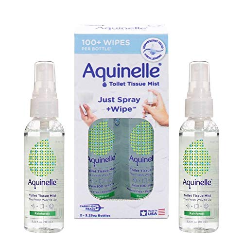 Aquinelle Toilet Tissue Mist Gift Set, Eco-Friendly & Non-Clogging Alternative to Flushable Wipes Simply Spray On Any Folded Toilet Paper (2 pack Rain Forest 3.25 oz)