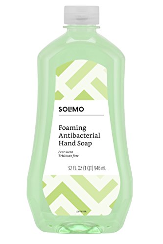 Book Cover Amazon Brand - Solimo Foaming Antibacterial Soap Refill, Pear Scent, Triclosan-Free, 32 Fluid Ounces (ONLY Fits Foaming Dispensers), Pack of 1