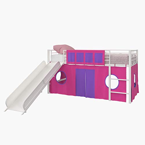 Book Cover DHP Star Loft Bed, Pink & Purple Kid's Curtain Set, Pink