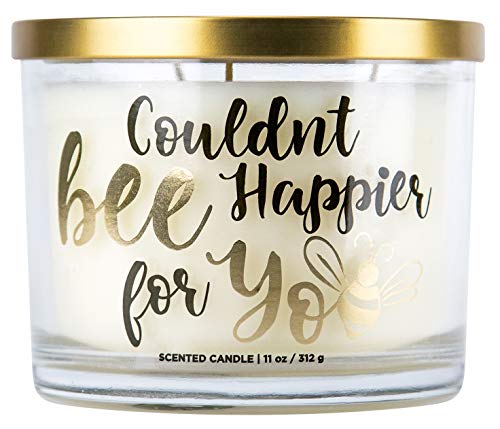 Aromascape "Couldn't Bee Happier for You" 3-Wick Scented Candle (Honey, Vanilla and Almond Milk), 11-Ounce