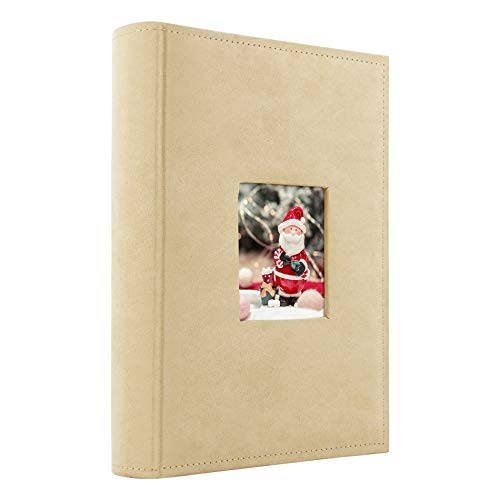 Book Cover Golden State Art Fabric Photo Album - Beige Color - Holds 300 4x6-in Pictures (3 per Page) - One 3x3 Front Opening - Smooth Suede Style Cover