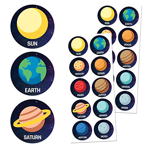 TownStix Space Children Sticker Set, 1.5" - 20 Sheets, 200 Stickers