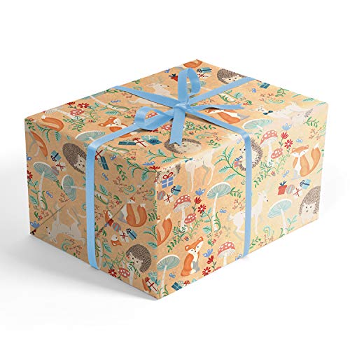 Hedgehog Folded Gift Wrap, 2 feet x 10 feet Folded Wrapping Paper, Wrap & Revel®