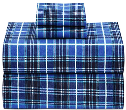 Book Cover Ruvanti 100% Cotton 4 Piece Flannel Sheets Full - Deep Pocket - Warm - Super Soft - Breathable Full Size Flannel Bed Sheets Set. Flannel Bed Set Include Flat Sheet, Fitted Sheet & 2 Pillowcases (Full)