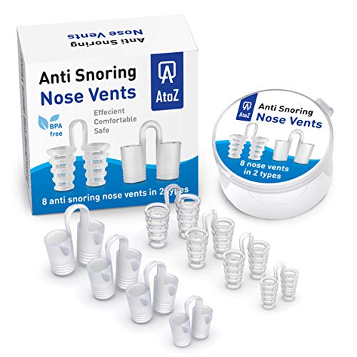 AtoZ New Snore Stopper Nose Vents - Anti Snoring Devices Set of 8 - Snoring solution nasal dilators - Stop Snoring Nasal Dilator - Anti snore nasal strips