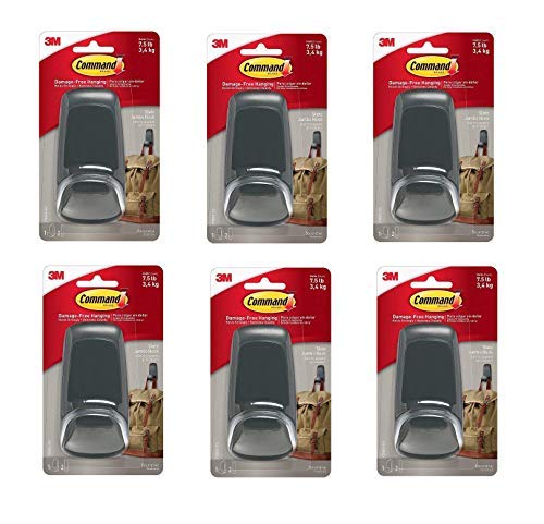 Command Jumbo Hook, Slate, 6-Hooks (17088S-ES)