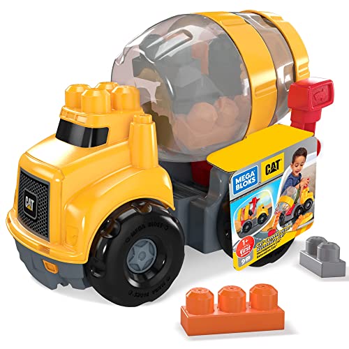 Book Cover MEGA BLOKS Cat Fisher Price Toddler Building Blocks, Cement Mixer Toy Truck With 9 Pieces, Gift Ideas For Kids Age 1+ Years