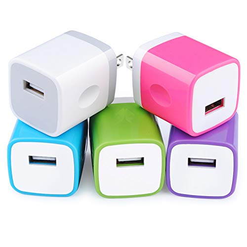 Book Cover 5PACK iPhone Fast Wall Charger Adapter Plug in Cellphone Charging Block Portable Travel Power Brick Charge Compatible iPhone 12 11 Pro X SE Plus iPad Samsung Galaxy A11 A32 A42 A12 A01