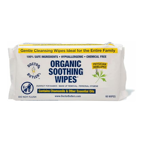 Doctor Butler's Hemorrhoid Soothing Wipes USDA Certified Organic & All Natural (60 Count)