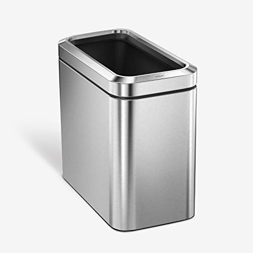 Book Cover simplehuman 25 Liter / 6.6 Gallon Slim Open Commercial Trash Can, Brushed Stainless Steel