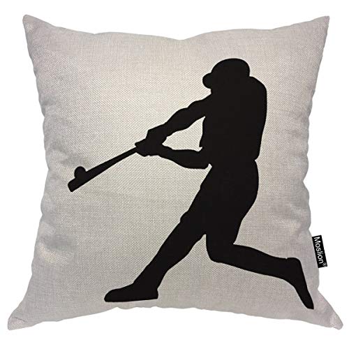Moslion Throw Pillow Cover Baseball Player 18x18 Inch Club Community Team Athlete Sport Strong Square Pillow Case Cushion Cover for Father's Day Home Car Decorative Cotton Linen