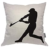 Moslion Throw Pillow Cover Baseball Player 18x18 Inch Club Community Team Athlete Sport Strong Square Pillow Case Cushion Cover for Father's Day Home Car Decorative Cotton Linen