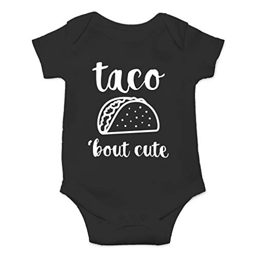 Book Cover AW Fashions Taco 'Bout Cute - Funny Lil Adorable Tacos Mexican Food Lover - Cute One-Piece Infant Baby Bodysuit (6 Months, Black)