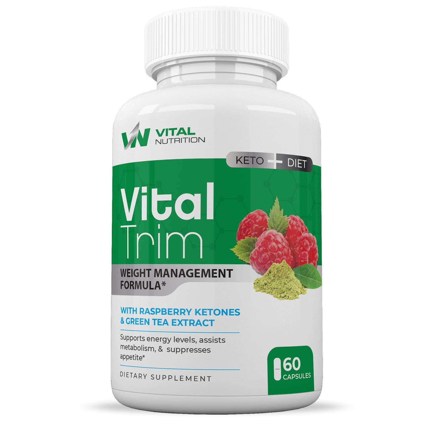 Burn Fat Fast with Vital Trim Weight Loss Pills - Ketogenic Fat Burner for Women & Men - Best Keto Supplement with Raspberry Ketones - Boost Energy & Metabolism - 60 Capsules