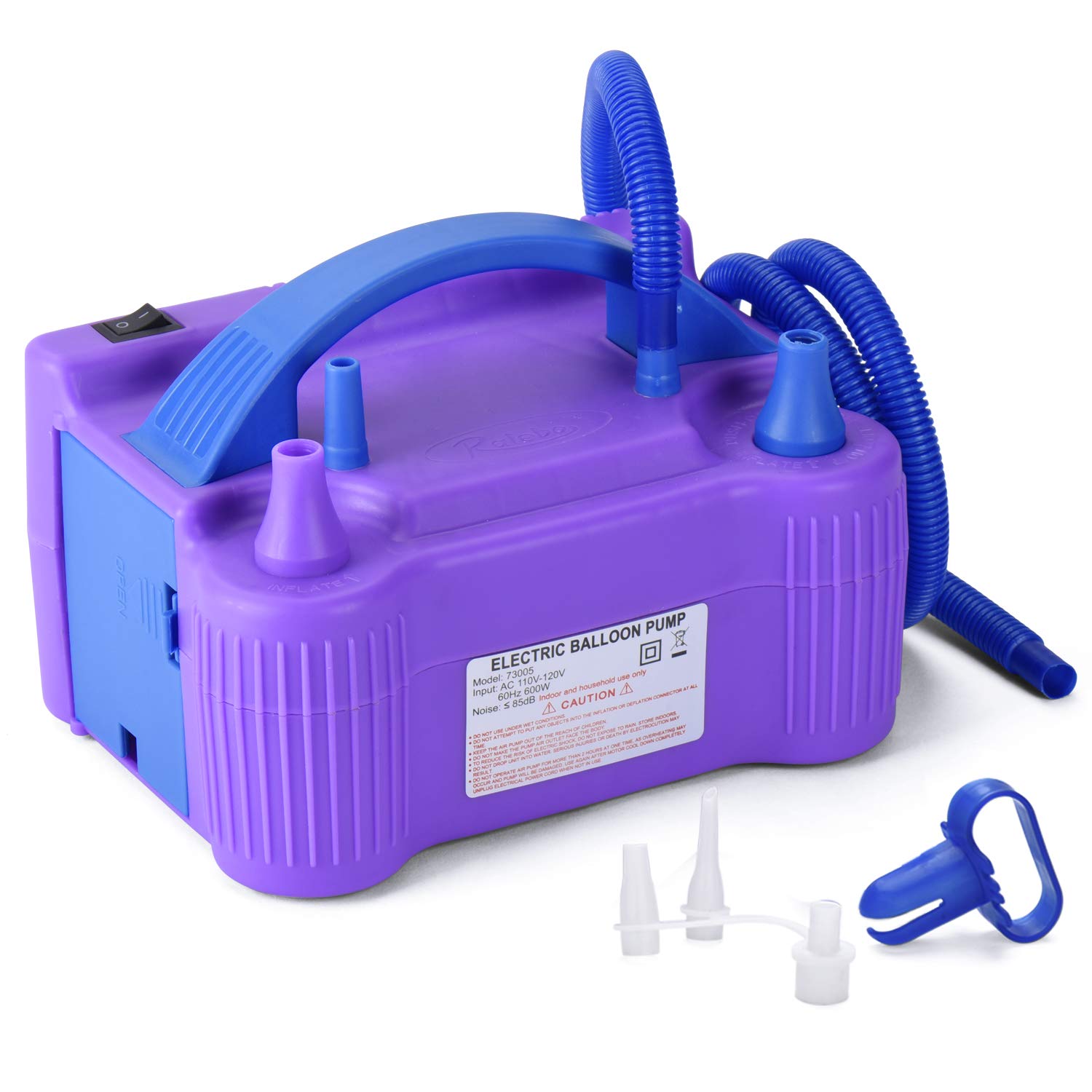 MESHA Electric Balloon Pump Air Pump Inflator Portable Dual Nozzle Pink Air Balloon Pump Filler Inflator/Blower for for Balloon Arch,Balloon Column Stand 110V 600W Air Pump Purple