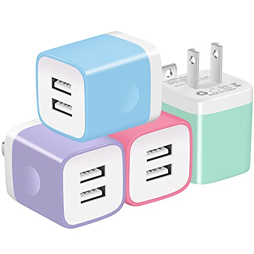 X-EDITION USB Wall Charger, 4-Pack 2.1Amp Dual Port USB Plug Power Adapter Charging Block Compatible with Phone Xs Max Xs XR (2018) X 8 7 6S 6 Plus 5S, Pad, Samsung, LG, Motorola, Android and More