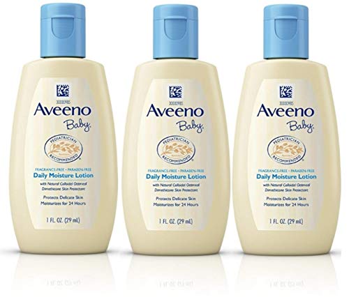 Book Cover Aveeno Baby Daily Moisture Lotion Travel Size 1 oz (29ml) - Pack of 3