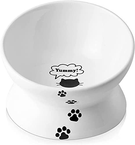 Y YHY Cat Bowl,Raised Cat Food Bowls Anti Vomiting,Tilted Elevated Cat Bowl,Ceramic Pet Food Bowl for Flat-Faced Cats,Small Dogs,Protect Pet's Spine,Dishwasher Safe