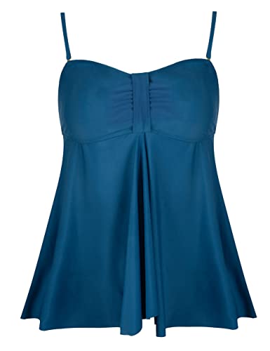 Hilor Women's Flyaway Tankini Top Bandeau Swimsuit Flowy Bathing Suit Tummy Control Swimwear