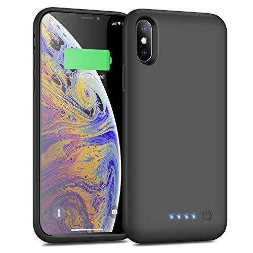 Battery Case for iPhone X/XS 6500mAh,Yacikos Portable Protective Charger Case Rechargeable Extended Battery Pack Charging Case for iPhone X/XS/10 (5.8 inch)  Backup Cover Power Bank - Deep grey