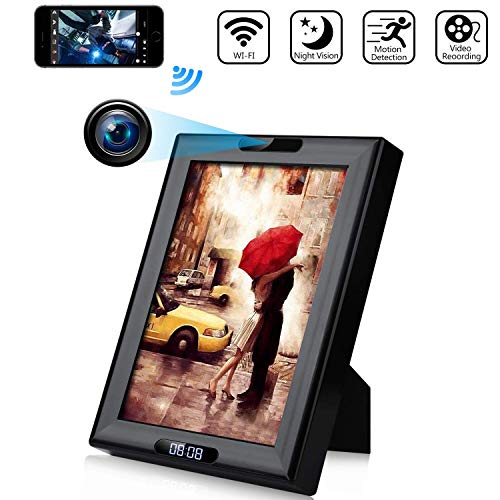 Book Cover Wireless Camera Photo Frame with Clock Display HD 1080P WiFi IP Nanny Cam Home Security Cameras Night Vision Motion Detection