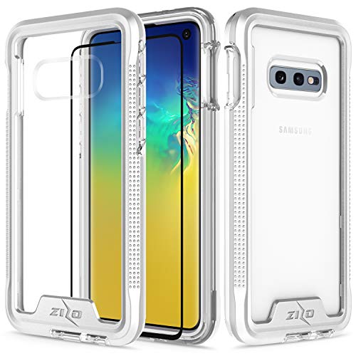 ZIZO ION Series for Samsung Galaxy S10e Case Military Grade Drop Tested with Tempered Glass Screen Protector Silver Clear