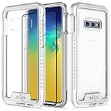 ZIZO ION Series for Samsung Galaxy S10e Case Military Grade Drop Tested with Tempered Glass Screen Protector Silver Clear