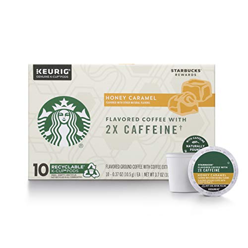 Starbucks Flavored K-Cup Coffee Pods with 2X Caffeine — Honey Caramel for Keurig Brewers — 6 boxes (60 pods total)