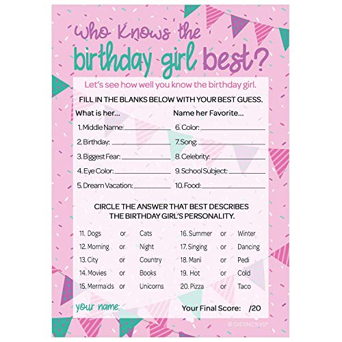 Book Cover Who Knows The Birthday Girl Best - 10 Game Cards