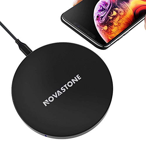Novastone Fast Wireless Charger, 10W Fast Qi Certified Charging Pad Compatible with XS Max/XS/XR/X, iPhone 8/8 Plus, Samsung Galaxy S9/S9 Plus/S8/S8 Plus, S7/S7 Edge, Note 8 (Black,1-Pack)