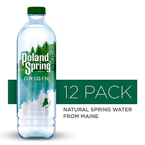Book Cover Poland Spring Origin, 100% Natural Spring Water, 900mL Recycled Plastic Bottle, 12 Pack
