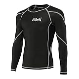 Hawk Sports Mens Compression Shirts Base Layer Athletic Gym MMA BJJ Rash Guard for Men No Gi Full Long Sleeve Shirt (Black, Large) - Rash Guard MMA