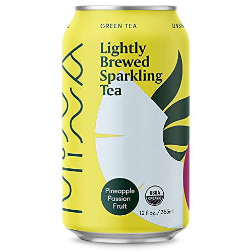 Minna Organic Sparkling Iced Tea - PINEAPPLE PASSION FRUIT GREEN TEA: No Sugar, Zero Calorie, Lightly Brewed, Refreshing, Non-GMO, Fair Trade, 12 Fl Oz Cans [12-Pack]â€¦