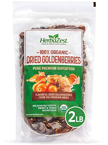 HerbaZest Goldenberries Dried Organic - Healthful & Delicious - Vegan & USDA Certified - 32oz (907g) - Perfect for Snacks, Baked goods, Yogurt, Cereal & Smoothies