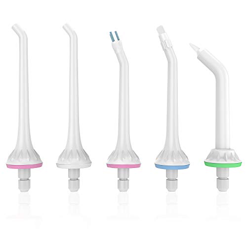 Liberex Water Flosser Replacement Tips Set for Cordless Oral Irrigator FC159, Orthodontic Tip Periodontal Tip Dental Plaque Tip High Pressure Tips, IPX7 Waterproof, 360Â° Rotation, 5 Pack