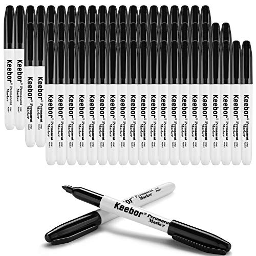 Book Cover Keebor Basic Advanced Permanent Markers Bulk, Fine Point, Black, 60-Pack