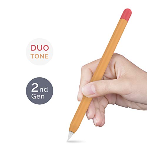 AHASTYLE Duotone Case Cover Silicone Sleeve Skin Compatible with Apple Pencil 2nd Generation, iPad Pro 11 12.9 inch 2018 (Orange, Red)
