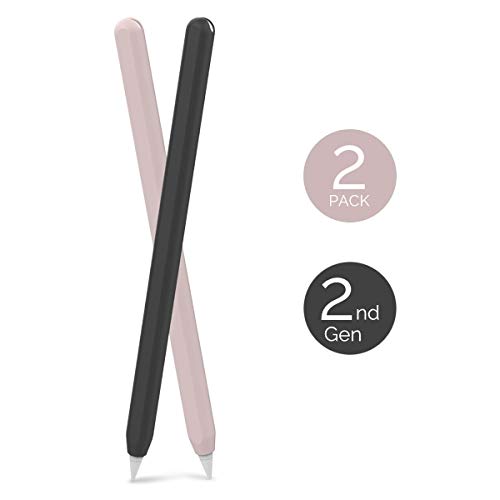 AHASTYLE Apple Pencil Cover Silicone 2 Packs - Apple Pencil Holder Ultra Thin Apple Pencil Case Compatible with Apple Pencil 2nd Generation (2 Pack, Pink & Black)