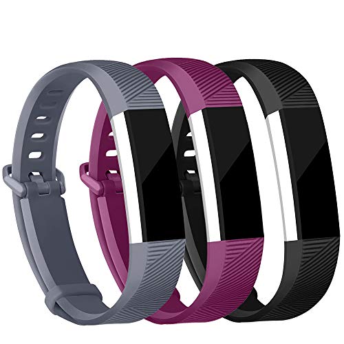 iGK Replacement Bands Compatible for Fitbit Alta and Fitbit Alta HR, Newest Adjustable Sport Strap Smartwatch Fitness Wristbands Black Fuchsia Gray Large