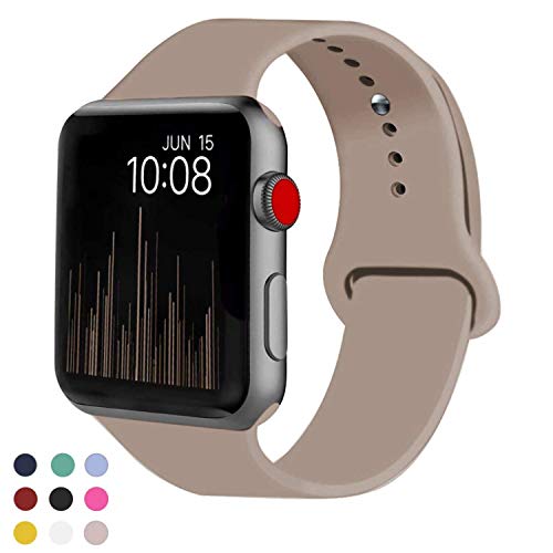 Book Cover VATI Sport Band Compatible for Apple Watch Band 38mm 40mm, Soft Silicone Sport Strap Replacement Bands Compatible with 2019 Apple Watch Series 5, iWatch 4/3/2/1, 38MM 40MM M/L (Walnut)