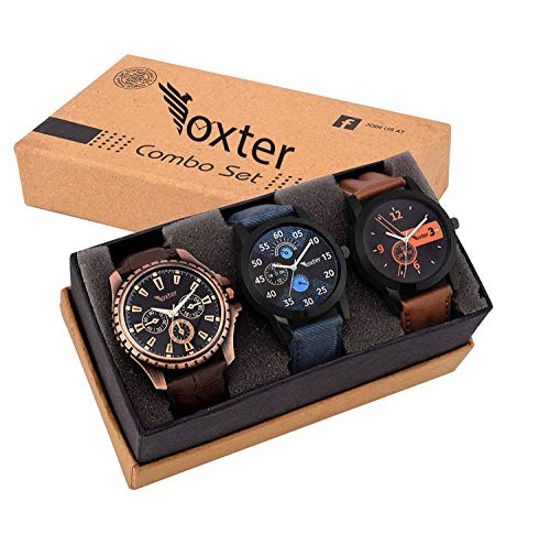 Foxter Pack of 3 Multicolour Analog Qurtz Watch for Men and Boys