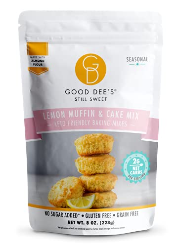 Book Cover Good Deeâ€™s Lemon Muffin & Cake Baking Mix - Low Carb Keto Baking Mix (2g Net Carbs, 12 Servings) | Sugar-Free, Gluten-Free, Grain-Free, Dairy-Free & Soy-Free | Diabetic, Atkins & WW Friendly