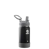Takeya Actives Kids Water Bottle 14 oz Stainless Steel Double Wall Insulation BPA-Free Leakproof Straw Lid Easy Carry Handle Reusable Ideal for Boys and Girls, School, Sports - Blackberry